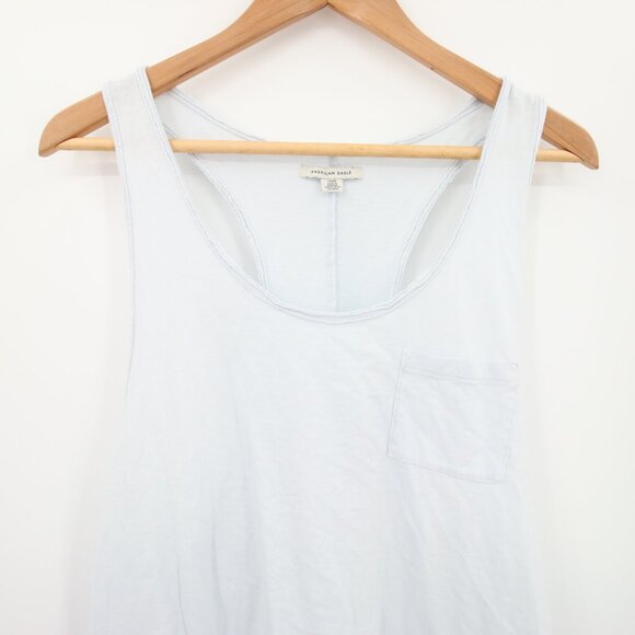 American Eagle Top Light Blue Racerback Scoop Round Neck 100% Cotton Large - Picture 2 of 8